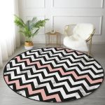 - RealHomes Dijital Baskılı Kaymaz Tabanlı Comfort Yuvarlak Halı - Realhomes  Mermer Zeminli Renkli Geometrik Zikzak Desenli Dijital Baskılı Modern Siyah Banyo Yıkanabilir Kaymaz Tabanlı Yuvarlak Halı Realhomes