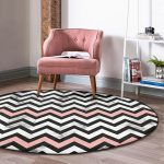 - RealHomes Dijital Baskılı Kaymaz Tabanlı Comfort Yuvarlak Halı - Realhomes  Mermer Zeminli Renkli Geometrik Zikzak Desenli Dijital Baskılı Modern Siyah Banyo Yıkanabilir Kaymaz Tabanlı Yuvarlak Halı Realhomes