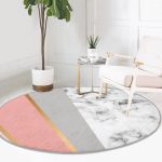 - RealHomes Dijital Baskılı Kaymaz Tabanlı Comfort Yuvarlak Halı - Realhomes Renkli Geometrik Desenli Mermer Motifli Dijital Baskılı Modern Pembe Banyo Yıkanabilir Kaymaz Tabanlı Yuvarlak Halı Realhomes