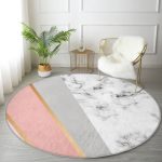 - RealHomes Dijital Baskılı Kaymaz Tabanlı Comfort Yuvarlak Halı - Realhomes Renkli Geometrik Desenli Mermer Motifli Dijital Baskılı Modern Pembe Banyo Yıkanabilir Kaymaz Tabanlı Yuvarlak Halı Realhomes
