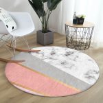 - RealHomes Dijital Baskılı Kaymaz Tabanlı Comfort Yuvarlak Halı - Realhomes Renkli Geometrik Desenli Mermer Motifli Dijital Baskılı Modern Pembe Banyo Yıkanabilir Kaymaz Tabanlı Yuvarlak Halı Realhomes