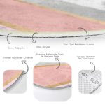 - RealHomes Dijital Baskılı Kaymaz Tabanlı Comfort Yuvarlak Halı - Realhomes Renkli Geometrik Desenli Mermer Motifli Dijital Baskılı Modern Pembe Banyo Yıkanabilir Kaymaz Tabanlı Yuvarlak Halı Realhomes