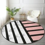 - RealHomes Dijital Baskılı Kaymaz Tabanlı Comfort Yuvarlak Halı - Realhomes Renkli Geometrik Desenli Mermer Motifli Dijital Baskılı Modern Pembe Banyo Yıkanabilir Kaymaz Tabanlı Yuvarlak Halı Realhomes