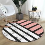 - RealHomes Dijital Baskılı Kaymaz Tabanlı Comfort Yuvarlak Halı - Realhomes Renkli Geometrik Desenli Mermer Motifli Dijital Baskılı Modern Pembe Banyo Yıkanabilir Kaymaz Tabanlı Yuvarlak Halı Realhomes