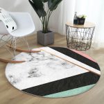 - RealHomes Dijital Baskılı Kaymaz Tabanlı Comfort Yuvarlak Halı - Realhomes Renkli Geometrik Desenli Mermer Motifli Dijital Baskılı Modern Banyo Yıkanabilir Kaymaz Tabanlı Yuvarlak Halı Realhomes