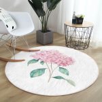 - RealHomes Dijital Baskılı Kaymaz Tabanlı Comfort Yuvarlak Halı - Realhomes Beyaz Zeminli Renkli Ortanca Çiçek Motifli Dijital Baskılı Modern Pembe Banyo Yıkanabilir Kaymaz Tabanlı Yuvarlak Halı Realhomes