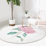 - RealHomes Dijital Baskılı Kaymaz Tabanlı Comfort Yuvarlak Halı - Realhomes Beyaz Zeminli Renkli Ortanca Çiçek Motifli Dijital Baskılı Modern Pembe Banyo Yıkanabilir Kaymaz Tabanlı Yuvarlak Halı Realhomes