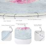 Renkli Zeminli Ortanca Çiçek Desenli Dijital Baskılı Modern Pembe Mutfak Yıkanabilir Kaymaz Tabanlı Yuvarlak Halı Realhomes