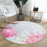 - RealHomes Dijital Baskılı Kaymaz Tabanlı Comfort Yuvarlak Halı - Realhomes  Pastel Zeminli Renkli Ortanca Çiçek Dijital Baskılı Modern Pembe Mutfak Yıkanabilir Kaymaz Tabanlı Yuvarlak Halı Realhomes