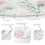 - RealHomes Dijital Baskılı Kaymaz Tabanlı Comfort Yuvarlak Halı - Realhomes  Beyaz Zeminli Yeşil Yapraklı Ortanca Çiçek Dijital Baskılı Modern Pembe Mutfak Yıkanabilir Kaymaz Tabanlı Yuvarlak Halı Realhomes