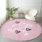 - RealHomes Dijital Baskılı Kaymaz Tabanlı Comfort Yuvarlak Halı - Realhomes  Sevgililer Günü Temalı Özel Tasarım Dijital Baskılı Modern Pembe Çocuk ve Genç Odası Yıkanabilir Kaymaz Tabanlı Yuvarlak Halı Realhomes