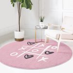 - RealHomes Dijital Baskılı Kaymaz Tabanlı Comfort Yuvarlak Halı - Realhomes  Sevgililer Günü Temalı Özel Tasarım Dijital Baskılı Modern Pembe Çocuk ve Genç Odası Yıkanabilir Kaymaz Tabanlı Yuvarlak Halı Realhomes