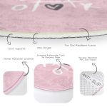 - RealHomes Dijital Baskılı Kaymaz Tabanlı Comfort Yuvarlak Halı - Realhomes  Sevgililer Günü Temalı Özel Tasarım Dijital Baskılı Modern Pembe Çocuk ve Genç Odası Yıkanabilir Kaymaz Tabanlı Yuvarlak Halı Realhomes