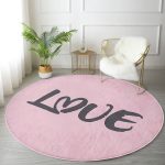 - RealHomes Dijital Baskılı Kaymaz Tabanlı Comfort Yuvarlak Halı - Realhomes Sevgililer Günü Temalı Özel Tasarım Dijital Baskılı Modern Pembe Çocuk ve Genç Odası Yıkanabilir Kaymaz Tabanlı Yuvarlak Halı Realhomes