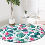 - RealHomes Dijital Baskılı Kaymaz Tabanlı Comfort Yuvarlak Halı - Realhomes  Realhomes Modern Yaprak Desenli Dijital Baskılı Yeşil Banyo Yıkanabilir Kaymaz Tabanlı Yuvarlak Halı Realhomes