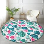 - RealHomes Dijital Baskılı Kaymaz Tabanlı Comfort Yuvarlak Halı - Realhomes  Realhomes Modern Yaprak Desenli Dijital Baskılı Yeşil Banyo Yıkanabilir Kaymaz Tabanlı Yuvarlak Halı Realhomes