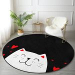 - RealHomes Dijital Baskılı Kaymaz Tabanlı Comfort Yuvarlak Halı - Realhomes  Sevgililer Günü Temalı Özel Tasarım Dijital Baskılı Modern Siyah Çocuk ve Genç Odası Yıkanabilir Kaymaz Tabanlı Yuvarlak Halı Realhomes