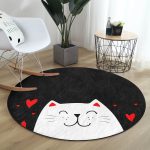 - RealHomes Dijital Baskılı Kaymaz Tabanlı Comfort Yuvarlak Halı - Realhomes  Sevgililer Günü Temalı Özel Tasarım Dijital Baskılı Modern Siyah Çocuk ve Genç Odası Yıkanabilir Kaymaz Tabanlı Yuvarlak Halı Realhomes
