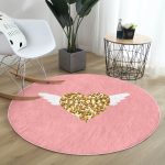 - RealHomes Dijital Baskılı Kaymaz Tabanlı Comfort Yuvarlak Halı - Realhomes  Sevgililer Günü Temalı Özel Tasarım Dijital Baskılı Modern Pembe Çocuk ve Genç Odası Yıkanabilir Kaymaz Tabanlı Yuvarlak Halı Realhomes