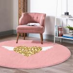- RealHomes Dijital Baskılı Kaymaz Tabanlı Comfort Yuvarlak Halı - Realhomes  Sevgililer Günü Temalı Özel Tasarım Dijital Baskılı Modern Pembe Çocuk ve Genç Odası Yıkanabilir Kaymaz Tabanlı Yuvarlak Halı Realhomes