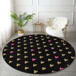 - RealHomes Dijital Baskılı Kaymaz Tabanlı Comfort Yuvarlak Halı - Realhomes Sevgililer Günü Temalı Özel Tasarım Dijital Baskılı Modern Siyah Koridor ve Antre Yıkanabilir Kaymaz Tabanlı Yuvarlak Halı Realhomes