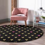 - RealHomes Dijital Baskılı Kaymaz Tabanlı Comfort Yuvarlak Halı - Realhomes Sevgililer Günü Temalı Özel Tasarım Dijital Baskılı Modern Siyah Koridor ve Antre Yıkanabilir Kaymaz Tabanlı Yuvarlak Halı Realhomes