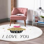 - RealHomes Dijital Baskılı Kaymaz Tabanlı Comfort Yuvarlak Halı - Realhomes  Sevgililer Günü Temalı Özel Tasarım Dijital Baskılı Modern Pembe Çocuk ve Genç Odası Yıkanabilir Kaymaz Tabanlı Yuvarlak Halı Realhomes