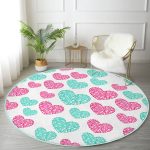 - RealHomes Dijital Baskılı Kaymaz Tabanlı Comfort Yuvarlak Halı - Realhomes  Sevgililer Günü Temalı Özel Tasarım Dijital Baskılı Modern Pembe Çocuk ve Genç Odası Yıkanabilir Kaymaz Tabanlı Yuvarlak Halı Realhomes
