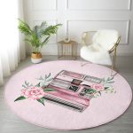 Sevgililer Günü Temalı Özel Tasarım Dijital Baskılı Modern Pembe Yatak Odası Yıkanabilir Kaymaz Tabanlı Yuvarlak Halı Realhomes