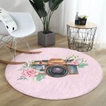 - RealHomes Dijital Baskılı Kaymaz Tabanlı Comfort Yuvarlak Halı - Realhomes  Sevgililer Günü Temalı Özel Tasarım Dijital Baskılı Modern Pembe Yatak Odası Yıkanabilir Kaymaz Tabanlı Yuvarlak Halı Realhomes