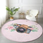 - RealHomes Dijital Baskılı Kaymaz Tabanlı Comfort Yuvarlak Halı - Realhomes  Sevgililer Günü Temalı Özel Tasarım Dijital Baskılı Modern Pembe Yatak Odası Yıkanabilir Kaymaz Tabanlı Yuvarlak Halı Realhomes