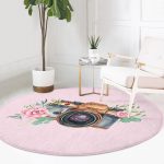 - RealHomes Dijital Baskılı Kaymaz Tabanlı Comfort Yuvarlak Halı - Realhomes  Sevgililer Günü Temalı Özel Tasarım Dijital Baskılı Modern Pembe Yatak Odası Yıkanabilir Kaymaz Tabanlı Yuvarlak Halı Realhomes