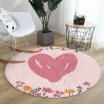 - RealHomes Dijital Baskılı Kaymaz Tabanlı Comfort Yuvarlak Halı - Realhomes Sevgililer Günü Temalı Özel Tasarım Dijital Baskılı Modern Pembe Yatak Odası Yıkanabilir Kaymaz Tabanlı Yuvarlak Halı Realhomes