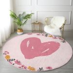 - RealHomes Dijital Baskılı Kaymaz Tabanlı Comfort Yuvarlak Halı - Realhomes Sevgililer Günü Temalı Özel Tasarım Dijital Baskılı Modern Pembe Yatak Odası Yıkanabilir Kaymaz Tabanlı Yuvarlak Halı Realhomes