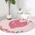 - RealHomes Dijital Baskılı Kaymaz Tabanlı Comfort Yuvarlak Halı - Realhomes Sevgililer Günü Temalı Özel Tasarım Dijital Baskılı Modern Pembe Yatak Odası Yıkanabilir Kaymaz Tabanlı Yuvarlak Halı Realhomes