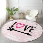 - RealHomes Dijital Baskılı Kaymaz Tabanlı Comfort Yuvarlak Halı - Realhomes Sevgililer Günü Temalı Özel Tasarım Dijital Baskılı Modern Pembe Yatak Odası Yıkanabilir Kaymaz Tabanlı Yuvarlak Halı Realhomes