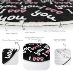 Sevgililer Günü Temalı Özel Tasarım Dijital Baskılı Modern Pembe Yatak Odası Yıkanabilir Kaymaz Tabanlı Yuvarlak Halı Realhomes