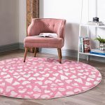 Sevgililer Günü Temalı Özel Tasarım Dijital Baskılı Modern Pembe Yatak Odası Yıkanabilir Kaymaz Tabanlı Yuvarlak Halı Realhomes