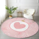 - RealHomes Dijital Baskılı Kaymaz Tabanlı Comfort Yuvarlak Halı - Realhomes  Sevgililer Günü Temalı Özel Tasarım Dijital Baskılı Modern Pembe Yatak Odası Yıkanabilir Kaymaz Tabanlı Yuvarlak Halı Realhomes