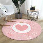 - RealHomes Dijital Baskılı Kaymaz Tabanlı Comfort Yuvarlak Halı - Realhomes  Sevgililer Günü Temalı Özel Tasarım Dijital Baskılı Modern Pembe Yatak Odası Yıkanabilir Kaymaz Tabanlı Yuvarlak Halı Realhomes