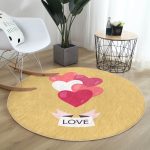 - RealHomes Dijital Baskılı Kaymaz Tabanlı Comfort Yuvarlak Halı - Realhomes  Sevgililer Günü Temalı Özel Tasarım Dijital Baskılı Modern Gold Yatak Odası Yıkanabilir Kaymaz Tabanlı Yuvarlak Halı Realhomes