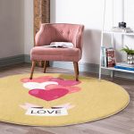 - RealHomes Dijital Baskılı Kaymaz Tabanlı Comfort Yuvarlak Halı - Realhomes  Sevgililer Günü Temalı Özel Tasarım Dijital Baskılı Modern Gold Yatak Odası Yıkanabilir Kaymaz Tabanlı Yuvarlak Halı Realhomes