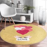 - RealHomes Dijital Baskılı Kaymaz Tabanlı Comfort Yuvarlak Halı - Realhomes  Sevgililer Günü Temalı Özel Tasarım Dijital Baskılı Modern Gold Yatak Odası Yıkanabilir Kaymaz Tabanlı Yuvarlak Halı Realhomes