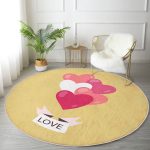 - RealHomes Dijital Baskılı Kaymaz Tabanlı Comfort Yuvarlak Halı - Realhomes  Sevgililer Günü Temalı Özel Tasarım Dijital Baskılı Modern Gold Yatak Odası Yıkanabilir Kaymaz Tabanlı Yuvarlak Halı Realhomes