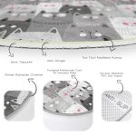 Sevimli Kedi Motifli Dijital Baskılı Özel Tasarım Modern Gri Çocuk ve Genç Odası Yıkanabilir Kaymaz Tabanlı Yuvarlak Halı Realhomes