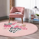 - RealHomes Dijital Baskılı Kaymaz Tabanlı Comfort Yuvarlak Halı - Realhomes  Sevgililer Günü Temalı Özel Tasarım Dijital Baskılı Modern Pembe Yatak Odası Yıkanabilir Kaymaz Tabanlı Yuvarlak Halı Realhomes