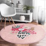 - RealHomes Dijital Baskılı Kaymaz Tabanlı Comfort Yuvarlak Halı - Realhomes  Sevgililer Günü Temalı Özel Tasarım Dijital Baskılı Modern Pembe Yatak Odası Yıkanabilir Kaymaz Tabanlı Yuvarlak Halı Realhomes