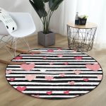 - RealHomes Dijital Baskılı Kaymaz Tabanlı Comfort Yuvarlak Halı - Realhomes  Sevgililer Günü Temalı Özel Tasarım Dijital Baskılı Modern Pembe Yatak Odası Yıkanabilir Kaymaz Tabanlı Yuvarlak Halı Realhomes