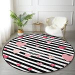 - RealHomes Dijital Baskılı Kaymaz Tabanlı Comfort Yuvarlak Halı - Realhomes  Sevgililer Günü Temalı Özel Tasarım Dijital Baskılı Modern Pembe Yatak Odası Yıkanabilir Kaymaz Tabanlı Yuvarlak Halı Realhomes