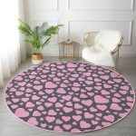- RealHomes Dijital Baskılı Kaymaz Tabanlı Comfort Yuvarlak Halı - Realhomes  Sevgililer Günü Temalı Özel Tasarım Dijital Baskılı Modern Pembe Yatak Odası Yıkanabilir Kaymaz Tabanlı Yuvarlak Halı Realhomes